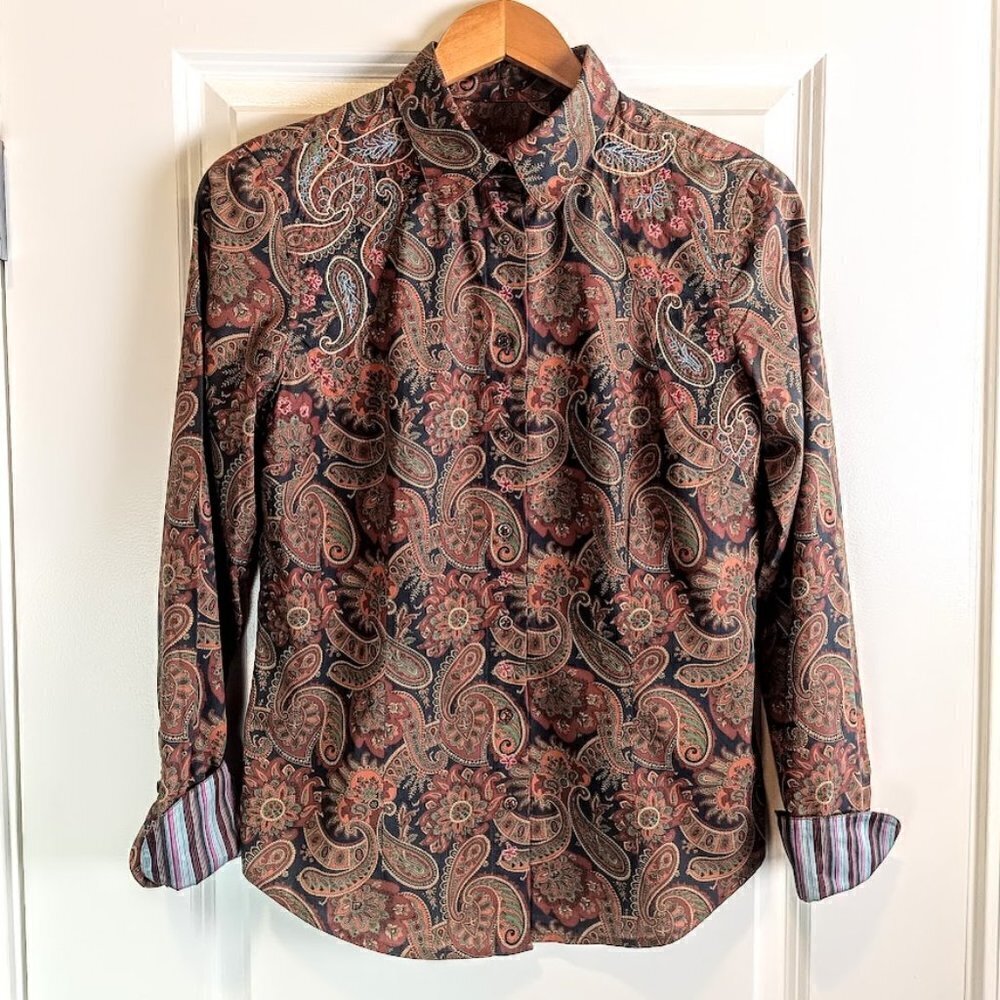 Robert Graham Brown Paisley Cotton Shirt